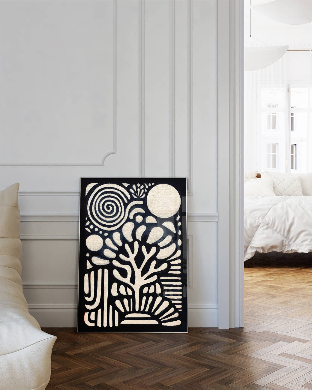 Abstraktes Schwarz Weiß Kunst Poster – Abstract Silence Poster – FineArt Wandbild, moderne Kunst &amp; Fine Art Print von Spawnd, handgefertigt &amp; Made in Germany