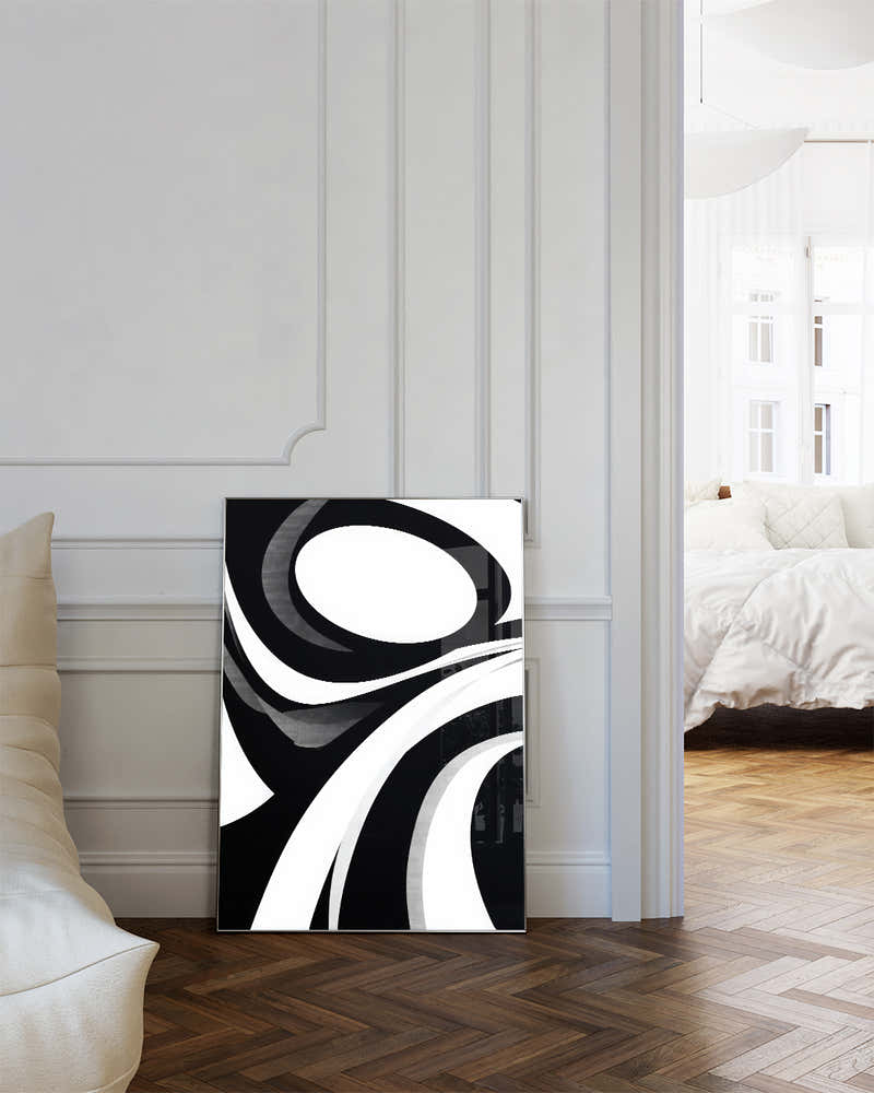 Abstraktes Schwarz Weiß Linien Poster – Inner Contour Poster – FineArt Wandbild, moderne Kunst & Fine Art Print von Spawnd, handgefertigt & Made in Germany