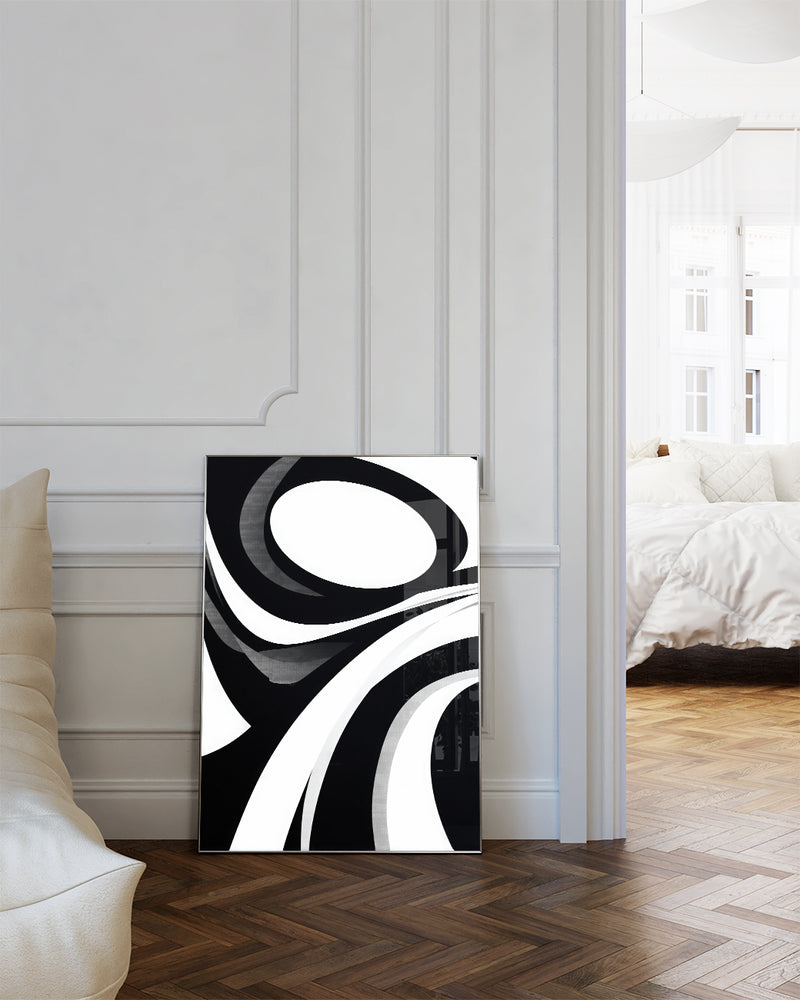 Abstraktes Schwarz Weiß Linien Poster – Inner Contour Poster – FineArt Wandbild, moderne Kunst & Fine Art Print von Spawnd, handgefertigt & Made in Germany