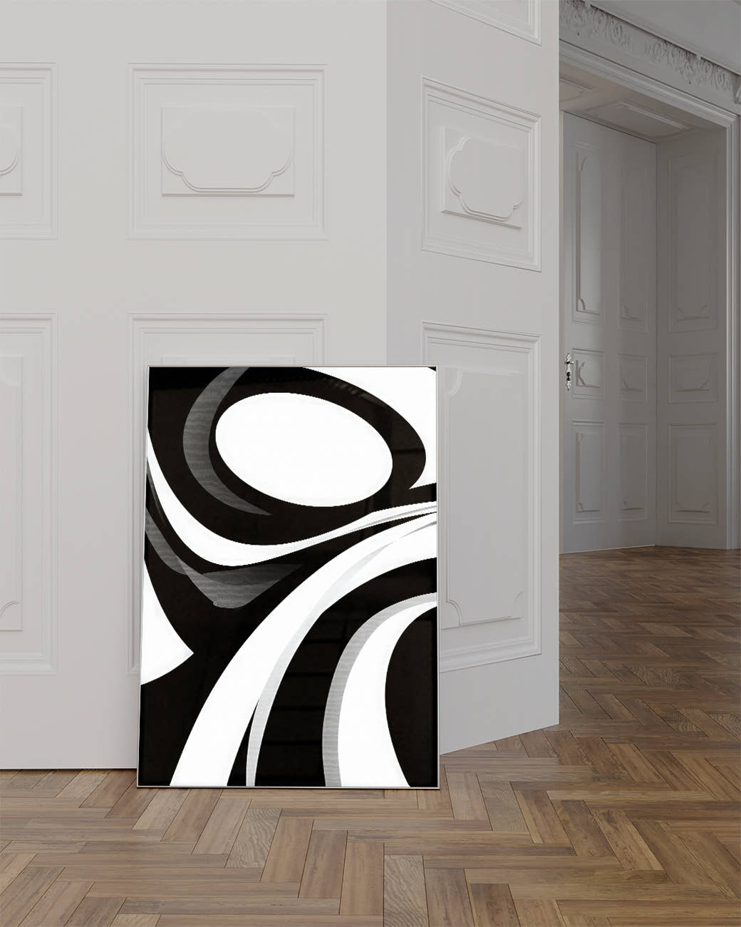 Abstraktes Schwarz Weiß Linien Poster – Inner Contour Poster – FineArt Wandbild, moderne Kunst &amp; Fine Art Print von Spawnd, handgefertigt &amp; Made in Germany