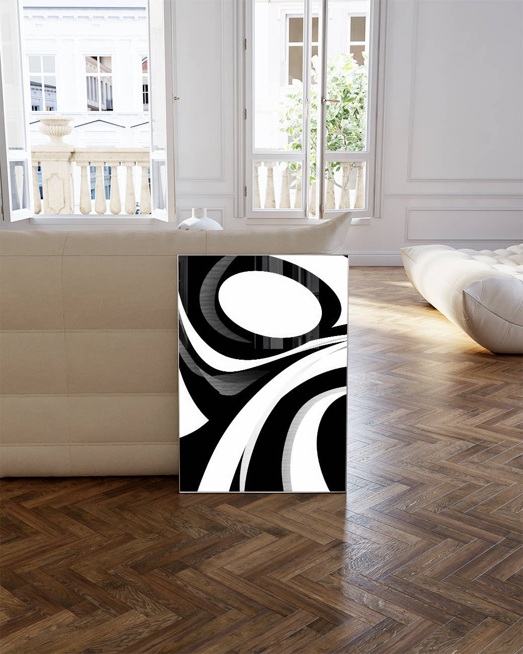 Abstraktes Schwarz Weiß Linien Poster – Inner Contour Poster – FineArt Wandbild, moderne Kunst &amp; Fine Art Print von Spawnd, handgefertigt &amp; Made in Germany