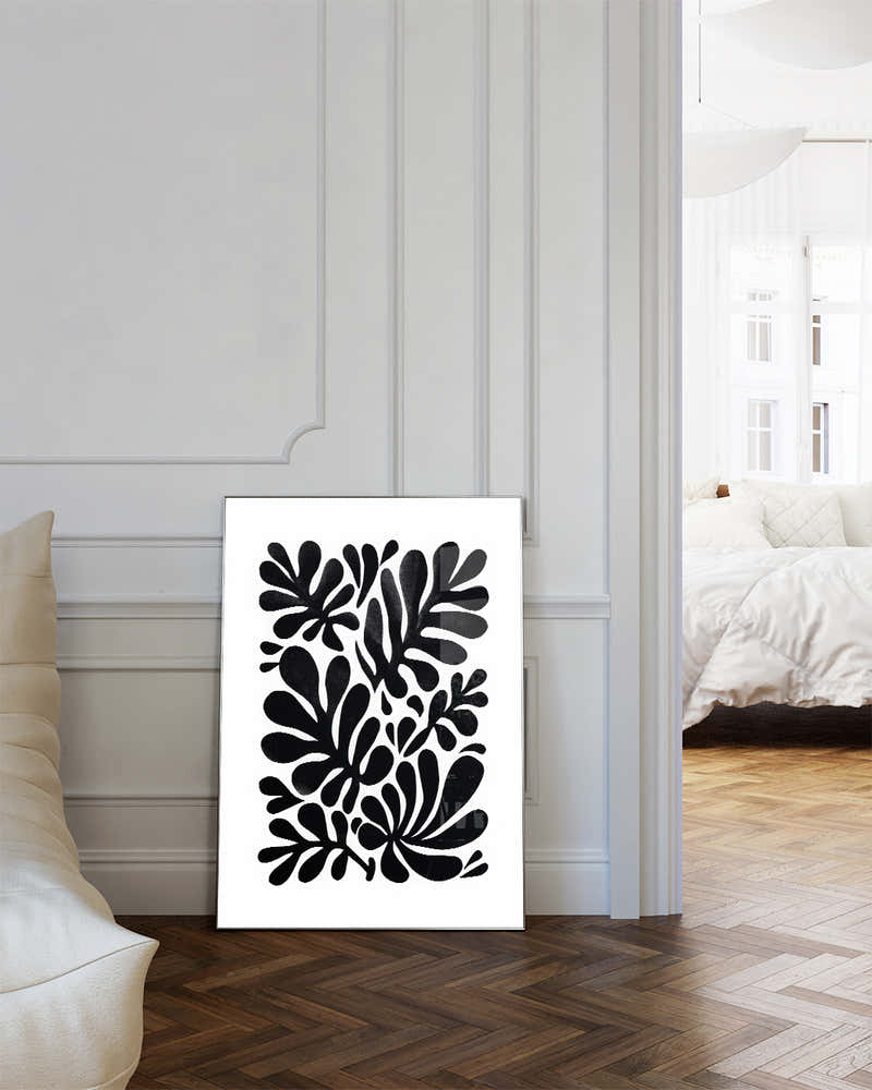 Abstraktes Schwarz Weiß Pflanzen Poster – Inner Flow Poster – FineArt Wandbild, moderne Kunst & Fine Art Print von Spawnd, handgefertigt & Made in Germany