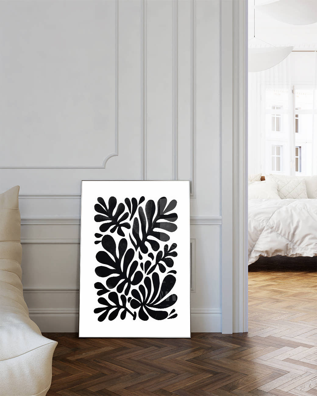 Abstraktes Schwarz Weiß Pflanzen Poster – Inner Flow Poster – FineArt Wandbild, moderne Kunst &amp; Fine Art Print von Spawnd, handgefertigt &amp; Made in Germany