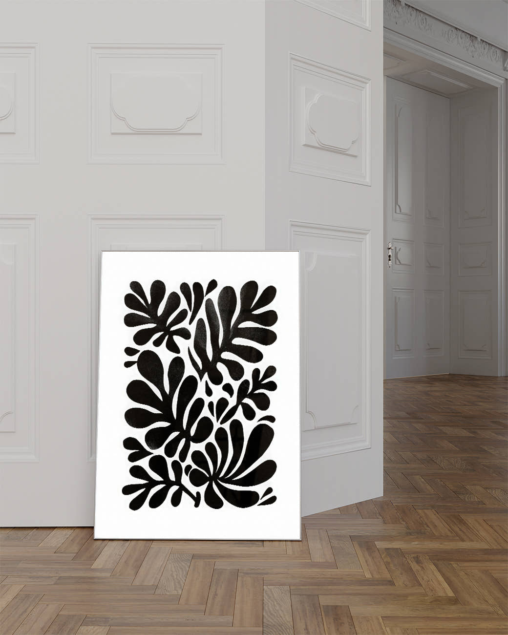Abstraktes Schwarz Weiß Pflanzen Poster – Inner Flow Poster – FineArt Wandbild, moderne Kunst &amp; Fine Art Print von Spawnd, handgefertigt &amp; Made in Germany