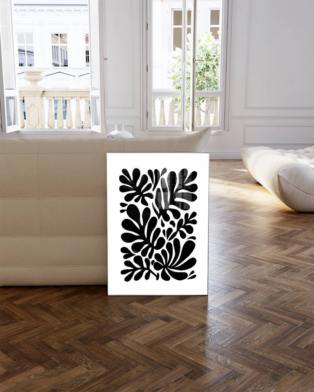 Abstraktes Schwarz Weiß Pflanzen Poster – Inner Flow Poster – FineArt Wandbild, moderne Kunst &amp; Fine Art Print von Spawnd, handgefertigt &amp; Made in Germany