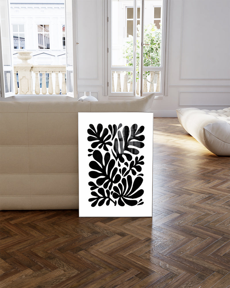 Abstraktes Schwarz Weiß Pflanzen Poster – Inner Flow Poster – FineArt Wandbild, moderne Kunst & Fine Art Print von Spawnd, handgefertigt & Made in Germany