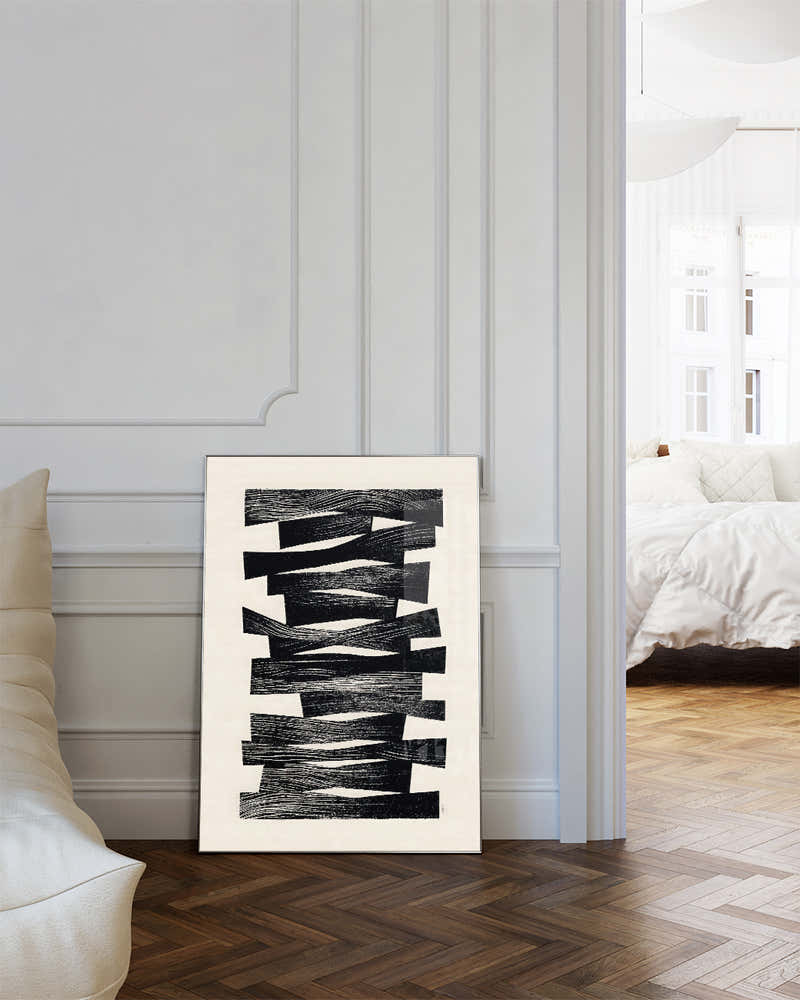Abstraktes Schwarz Weiß Struktur Poster – Inner Motion Poster – FineArt Wandbild, moderne Kunst & Fine Art Print von Spawnd, handgefertigt & Made in Germany