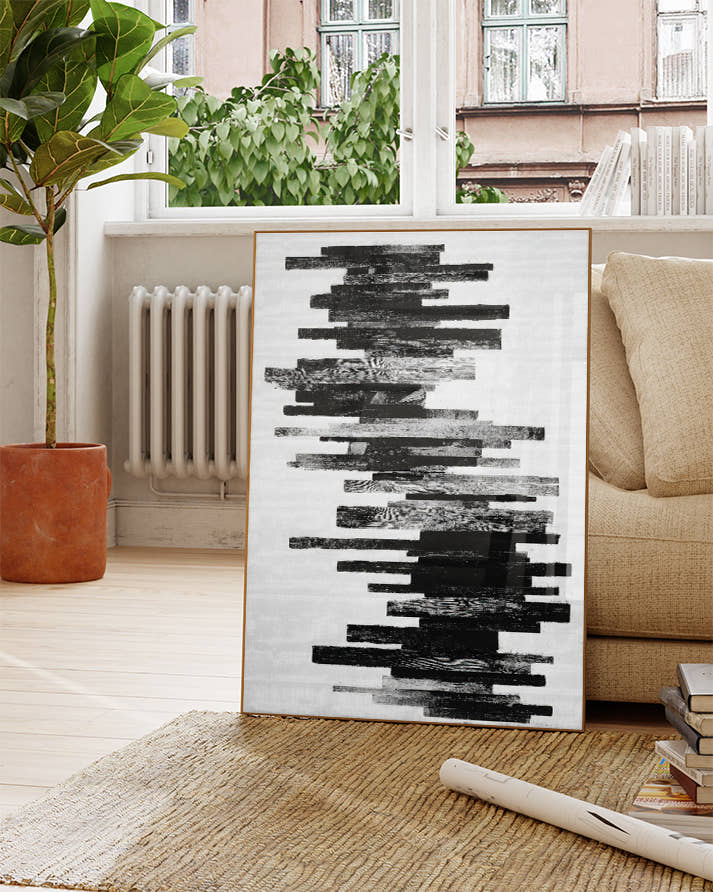 Abstraktes Symmetrie Poster Schwarz Weiß – Soft Symmetry Poster – FineArt Wandbild, moderne Kunst &amp; Fine Art Print von Spawnd, handgefertigt &amp; Made in Germany