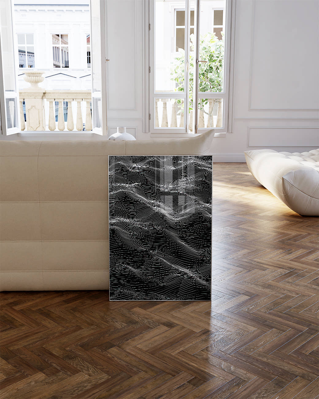 Abstraktes Wellen Muster Poster – Inner Waveform Poster – FineArt Wandbild, moderne Kunst &amp; Fine Art Print von Spawnd, handgefertigt &amp; Made in Germany
