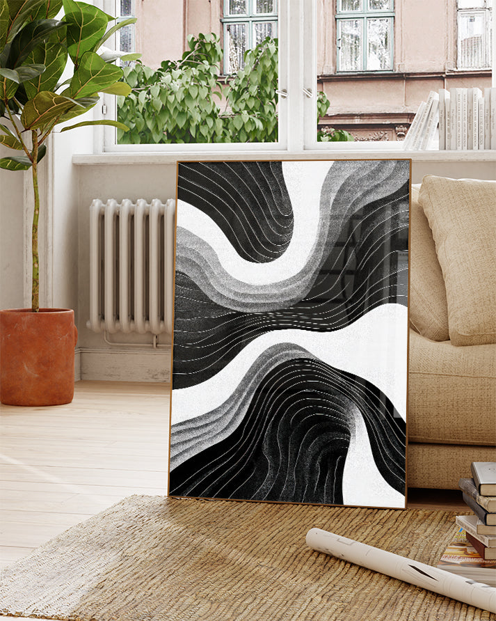 Abstraktes Wellen Poster modern – Soft Deviation Poster – FineArt Wandbild, moderne Kunst & Fine Art Print von Spawnd, handgefertigt & Made in Germany