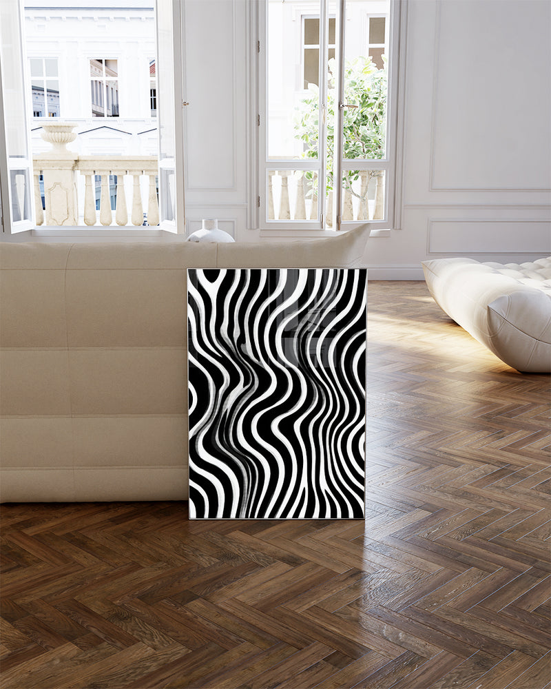 Abstraktes Wellen Poster Schwarz Weiß – Mono Tide Poster – FineArt Wandbild, moderne Kunst & Fine Art Print von Spawnd, handgefertigt & Made in Germany