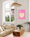 Apfel Poster mit Karomuster – Checkered Apple Poster – FineArt Wandbild, moderne Kunst & Fine Art Print von Spawnd, handgefertigt & Made in Germany