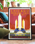 Art Deco Weltausstellung Architektur Poster – Chicago World’s Fair 1933 Poster – FineArt Wandbild, moderne Kunst & Fine Art Print von Spawnd, handgefertigt & Made in Germany