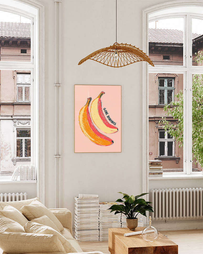 Bananen Poster – Gone Bananas Poster – FineArt Wandbild, moderne Kunst &amp; Fine Art Print von Spawnd, handgefertigt &amp; Made in Germany