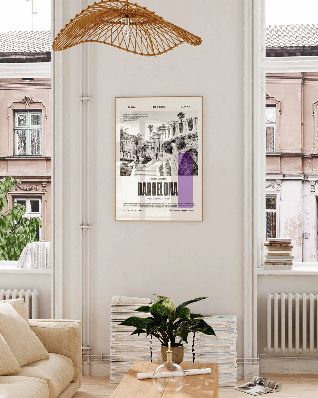Barcelona Poster – FineArt Wandbild, moderne Kunst &amp; Fine Art Print von Spawnd, handgefertigt &amp; Made in Germany