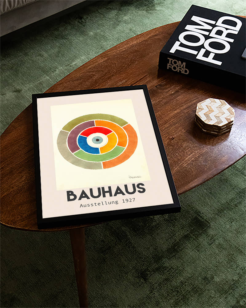 Bauhaus Ausstellung 1927 – Farbkreis Komposition Poster – FineArt Wandbild, moderne Kunst &amp; Fine Art Print von Spawnd, handgefertigt &amp; Made in Germany