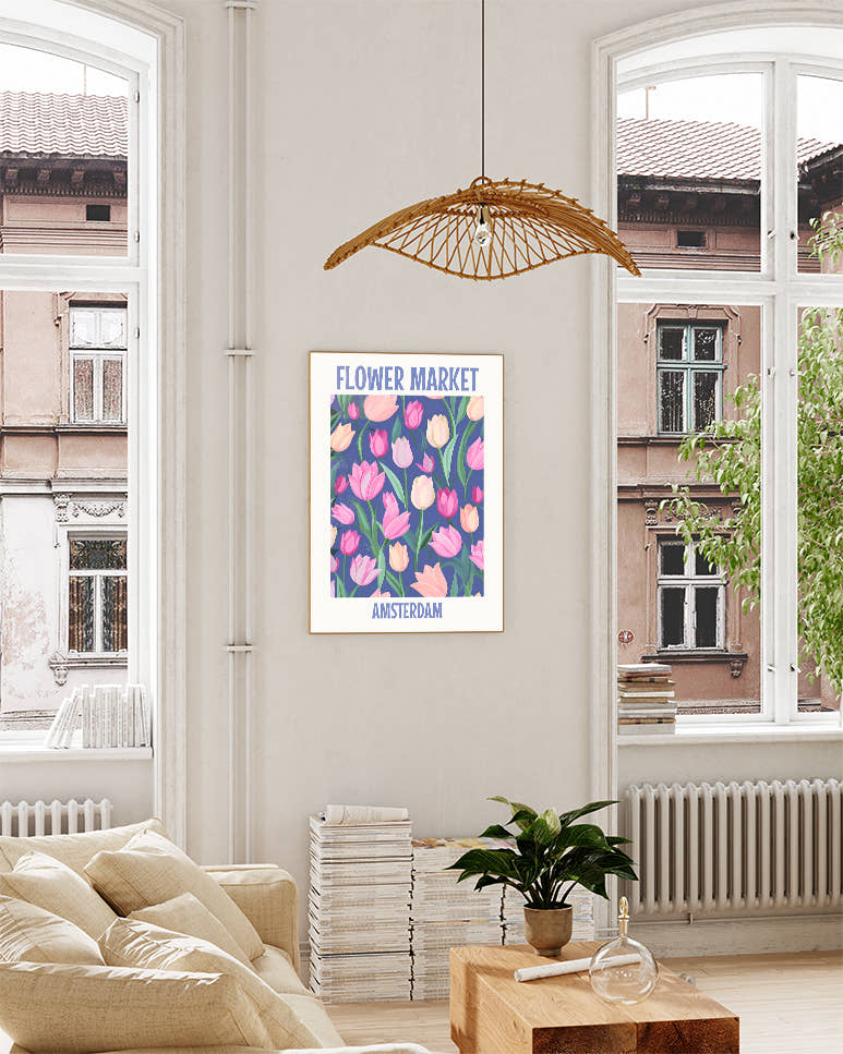 Blumenposter – Flower Market Amsterdam Poster – FineArt Wandbild, moderne Kunst &amp; Fine Art Print von Spawnd, handgefertigt &amp; Made in Germany