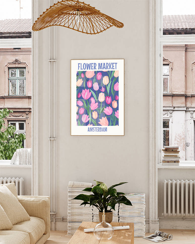 Blumenposter – Flower Market Amsterdam Poster – FineArt Wandbild, moderne Kunst &amp; Fine Art Print von Spawnd, handgefertigt &amp; Made in Germany