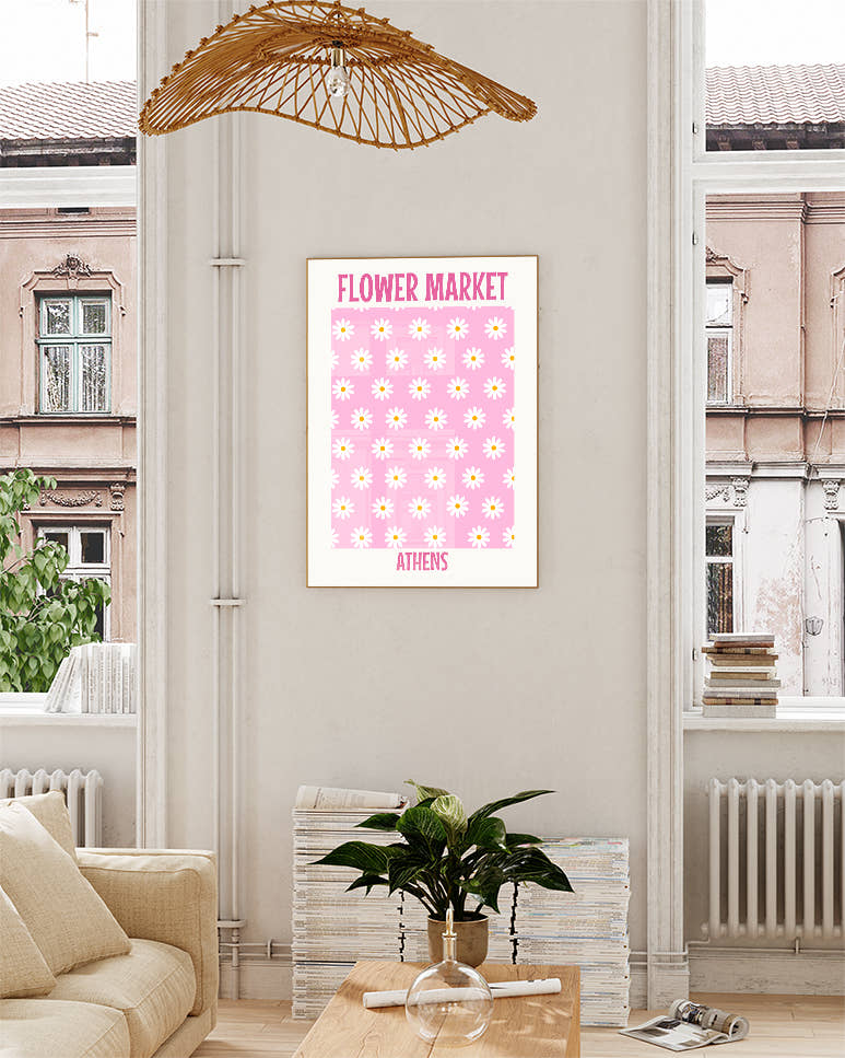 Blumenposter – Flower Market Athens Poster – FineArt Wandbild, moderne Kunst &amp; Fine Art Print von Spawnd, handgefertigt &amp; Made in Germany