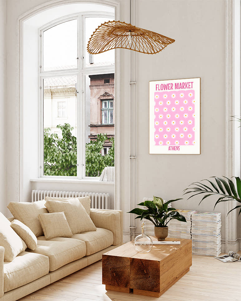 Blumenposter – Flower Market Athens Poster – FineArt Wandbild, moderne Kunst &amp; Fine Art Print von Spawnd, handgefertigt &amp; Made in Germany