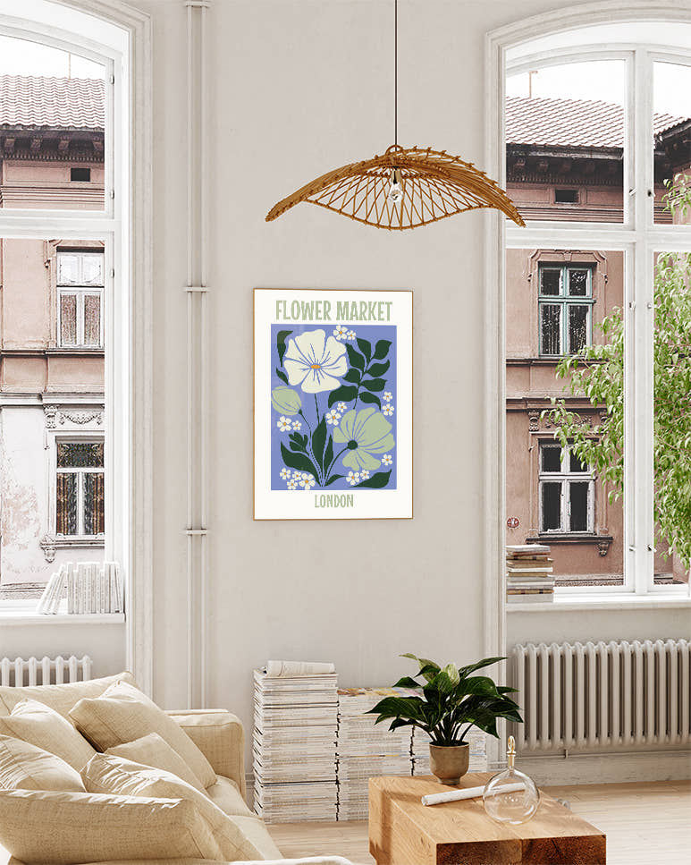 Blumenposter – Flower Market London Poster – FineArt Wandbild, moderne Kunst &amp; Fine Art Print von Spawnd, handgefertigt &amp; Made in Germany