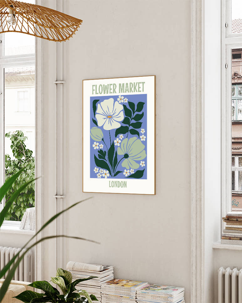 Blumenposter – Flower Market London Poster – FineArt Wandbild, moderne Kunst &amp; Fine Art Print von Spawnd, handgefertigt &amp; Made in Germany