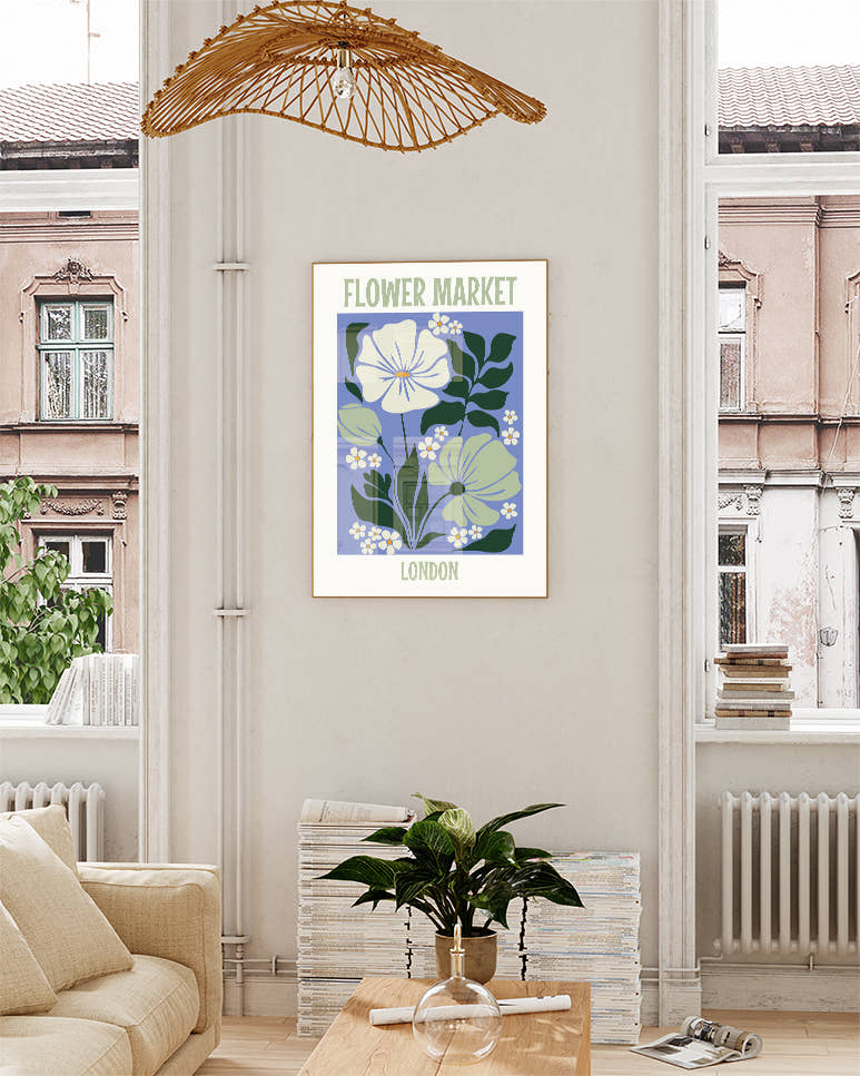Blumenposter – Flower Market London Poster – FineArt Wandbild, moderne Kunst &amp; Fine Art Print von Spawnd, handgefertigt &amp; Made in Germany