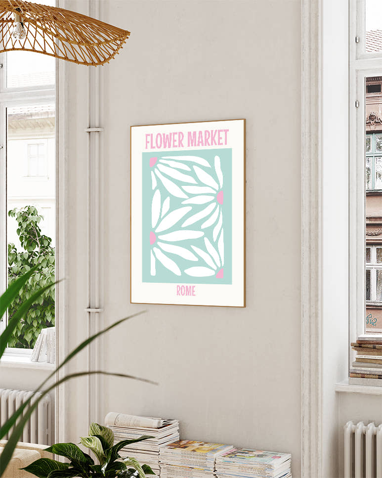 Blumenposter – Flower Market Rome Poster – FineArt Wandbild, moderne Kunst &amp; Fine Art Print von Spawnd, handgefertigt &amp; Made in Germany