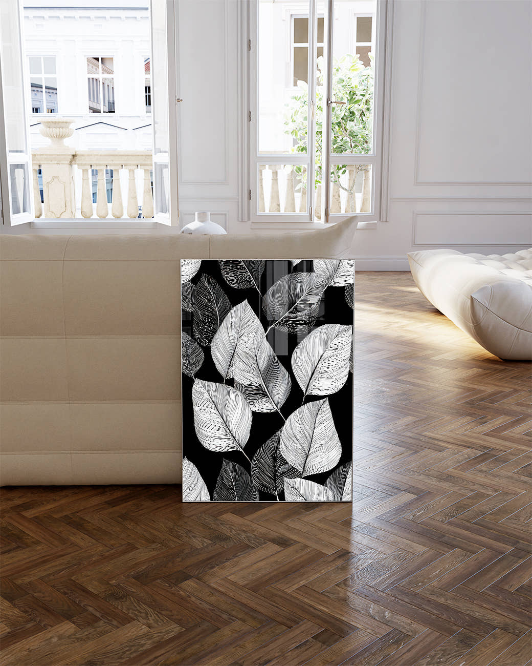 Botanisches Schwarz Weiß Poster modern – Mono Fieldline Poster – FineArt Wandbild, moderne Kunst &amp; Fine Art Print von Spawnd, handgefertigt &amp; Made in Germany