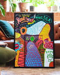 Bunte Bier & Hopfen Streetart Poster – Hopfen Liebe Graffiti Poster – FineArt Wandbild, moderne Kunst & Fine Art Print von Spawnd, handgefertigt & Made in Germany