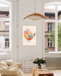 Bunter Vogel Illustration & Typografie Poster – Winging It Daily Poster – FineArt Wandbild, moderne Kunst & Fine Art Print von Spawnd, handgefertigt & Made in Germany