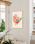 Bunter Vogel Illustration & Typografie Poster – Winging It Daily Poster – FineArt Wandbild, moderne Kunst & Fine Art Print von Spawnd, handgefertigt & Made in Germany