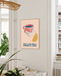 Coffee Mood Poster – Today’s Good Mood Is Sponsored by Coffee Poster – FineArt Wandbild, moderne Kunst & Fine Art Print von Spawnd, handgefertigt & Made in Germany