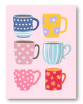 Coffee Mugs Poster – Bunte Kaffeetassen Illustration Poster – FineArt Wandbild, moderne Kunst & Fine Art Print von Spawnd, handgefertigt & Made in Germany