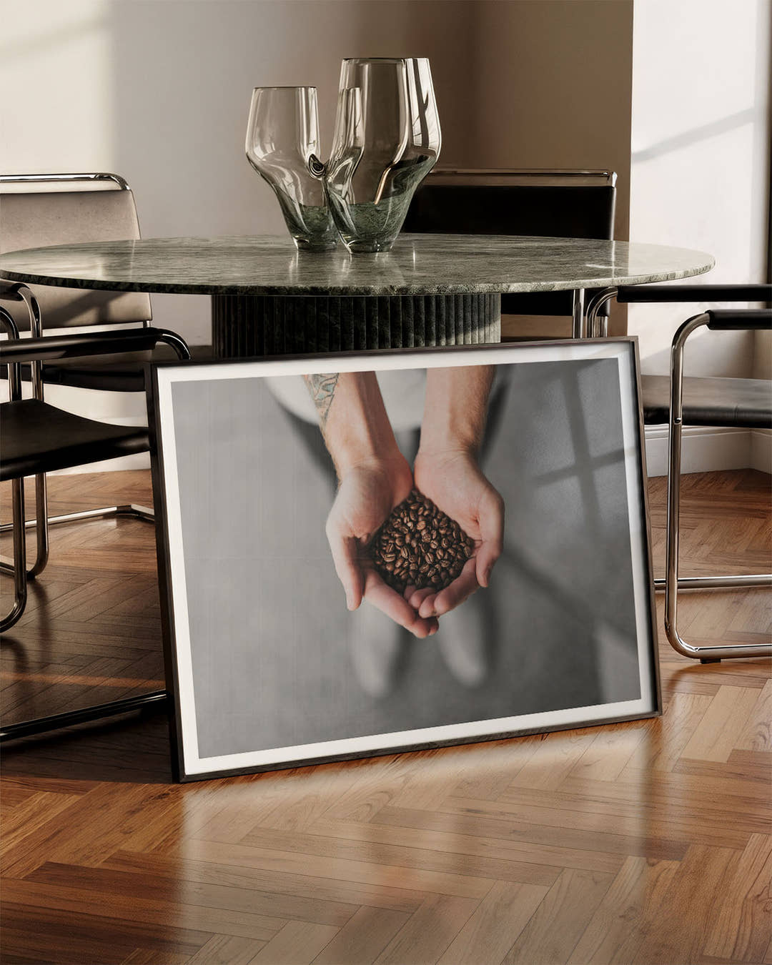 Coffee time Poster – FineArt Wandbild, moderne Kunst &amp; Fine Art Print von Spawnd, handgefertigt &amp; Made in Germany