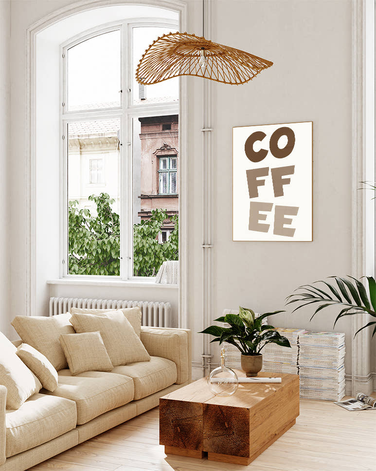 Coffee Typography Poster – Minimalistisches Kaffee Schriftmotiv Poster – FineArt Wandbild, moderne Kunst &amp; Fine Art Print von Spawnd, handgefertigt &amp; Made in Germany