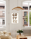 Coffee Typography Poster – Minimalistisches Kaffee Schriftmotiv Poster – FineArt Wandbild, moderne Kunst & Fine Art Print von Spawnd, handgefertigt & Made in Germany