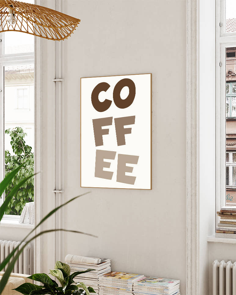 Coffee Typography Poster – Minimalistisches Kaffee Schriftmotiv Poster – FineArt Wandbild, moderne Kunst &amp; Fine Art Print von Spawnd, handgefertigt &amp; Made in Germany