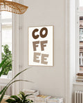 Coffee Typography Poster – Minimalistisches Kaffee Schriftmotiv Poster – FineArt Wandbild, moderne Kunst & Fine Art Print von Spawnd, handgefertigt & Made in Germany