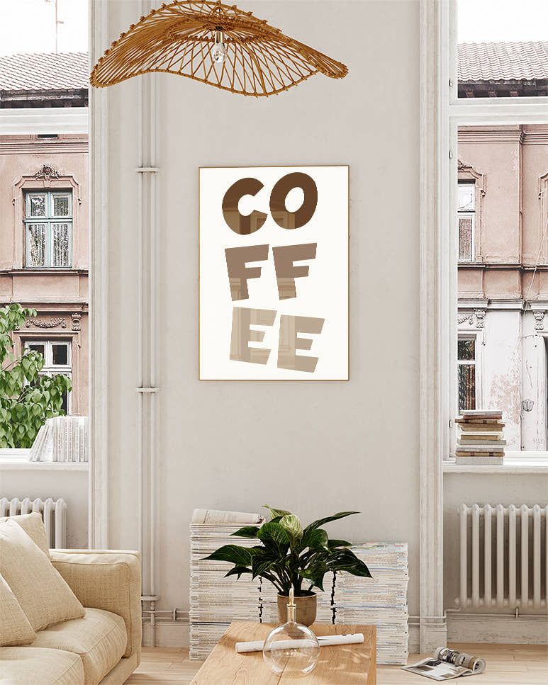 Coffee Typography Poster – Minimalistisches Kaffee Schriftmotiv Poster – FineArt Wandbild, moderne Kunst &amp; Fine Art Print von Spawnd, handgefertigt &amp; Made in Germany