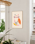 Cozy Cat Poster – Minimalistische Katzen Illustration Poster – FineArt Wandbild, moderne Kunst & Fine Art Print von Spawnd, handgefertigt & Made in Germany