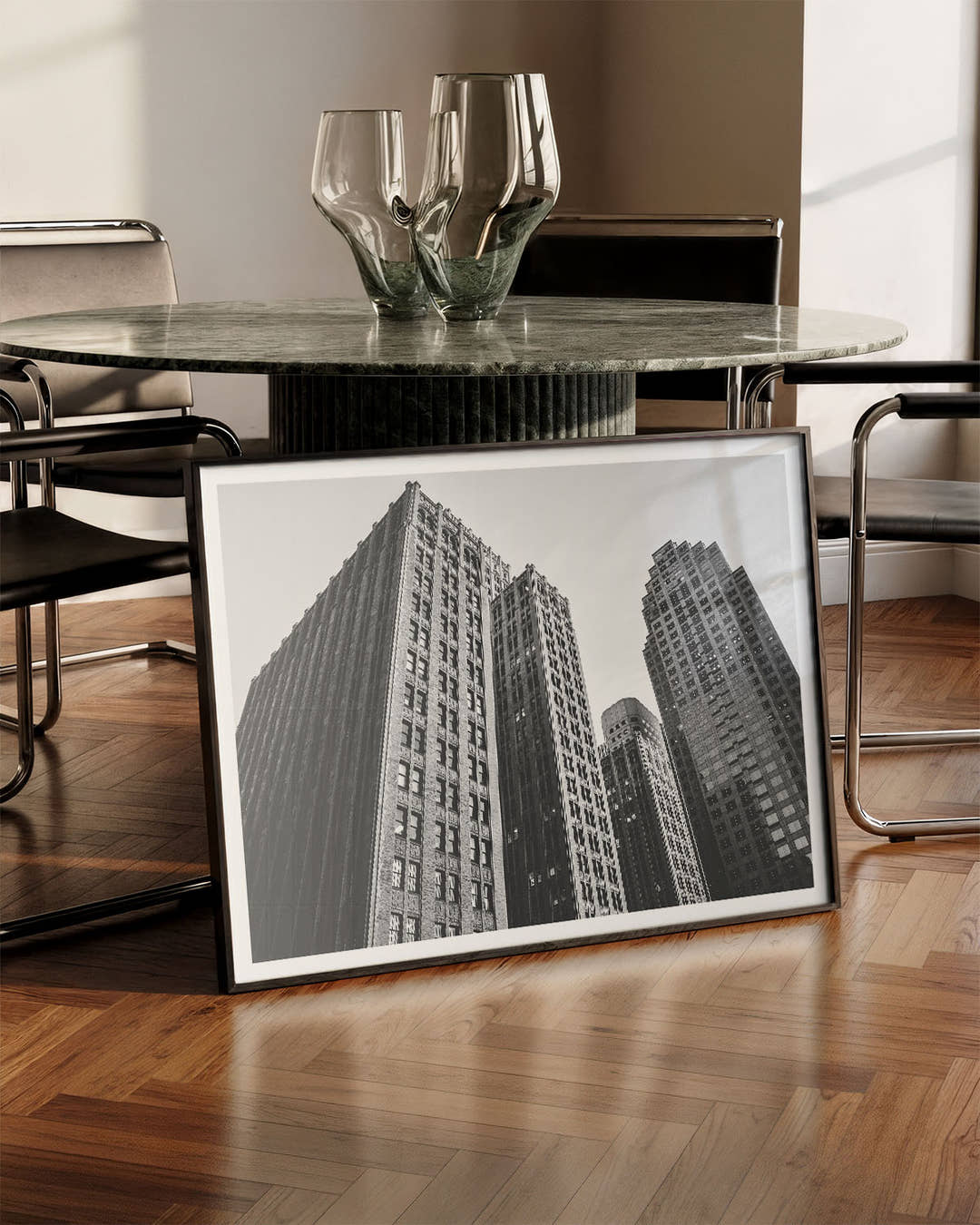 Downtown Poster – FineArt Wandbild, moderne Kunst &amp; Fine Art Print von Spawnd, handgefertigt &amp; Made in Germany