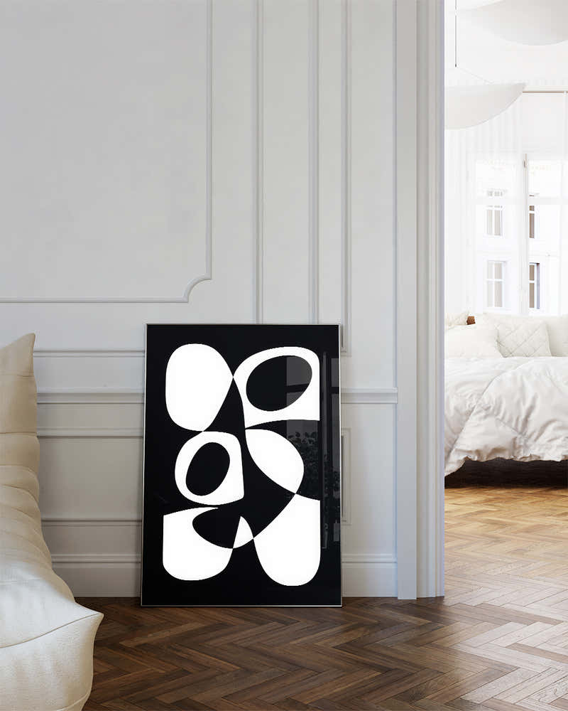 Dynamisches Linien Kunst Poster – Black Flowstate Poster – FineArt Wandbild, moderne Kunst & Fine Art Print von Spawnd, handgefertigt & Made in Germany