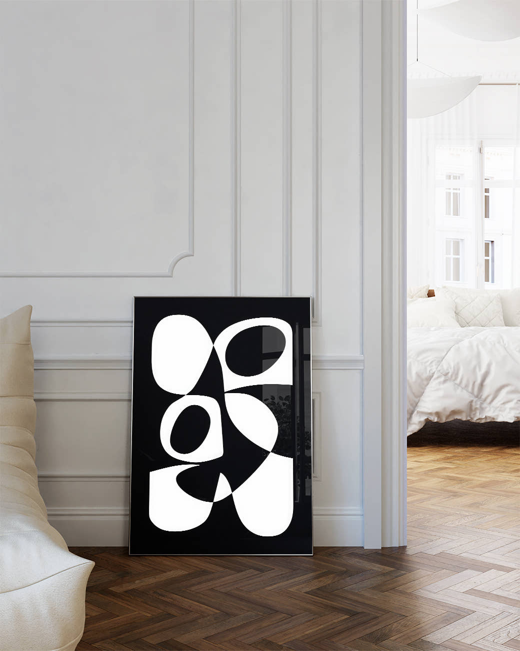 Dynamisches Linien Kunst Poster – Black Flowstate Poster – FineArt Wandbild, moderne Kunst &amp; Fine Art Print von Spawnd, handgefertigt &amp; Made in Germany