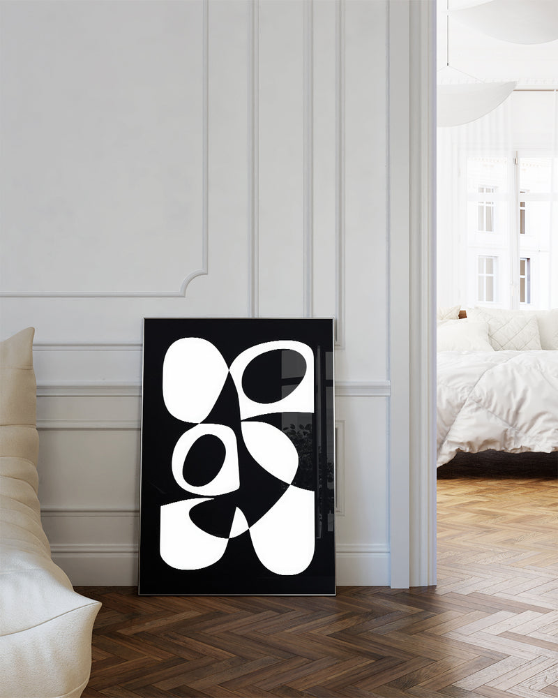 Dynamisches Linien Kunst Poster – Black Flowstate Poster – FineArt Wandbild, moderne Kunst & Fine Art Print von Spawnd, handgefertigt & Made in Germany