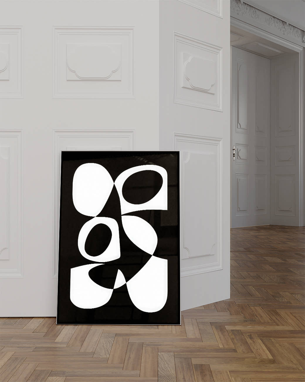 Dynamisches Linien Kunst Poster – Black Flowstate Poster – FineArt Wandbild, moderne Kunst &amp; Fine Art Print von Spawnd, handgefertigt &amp; Made in Germany
