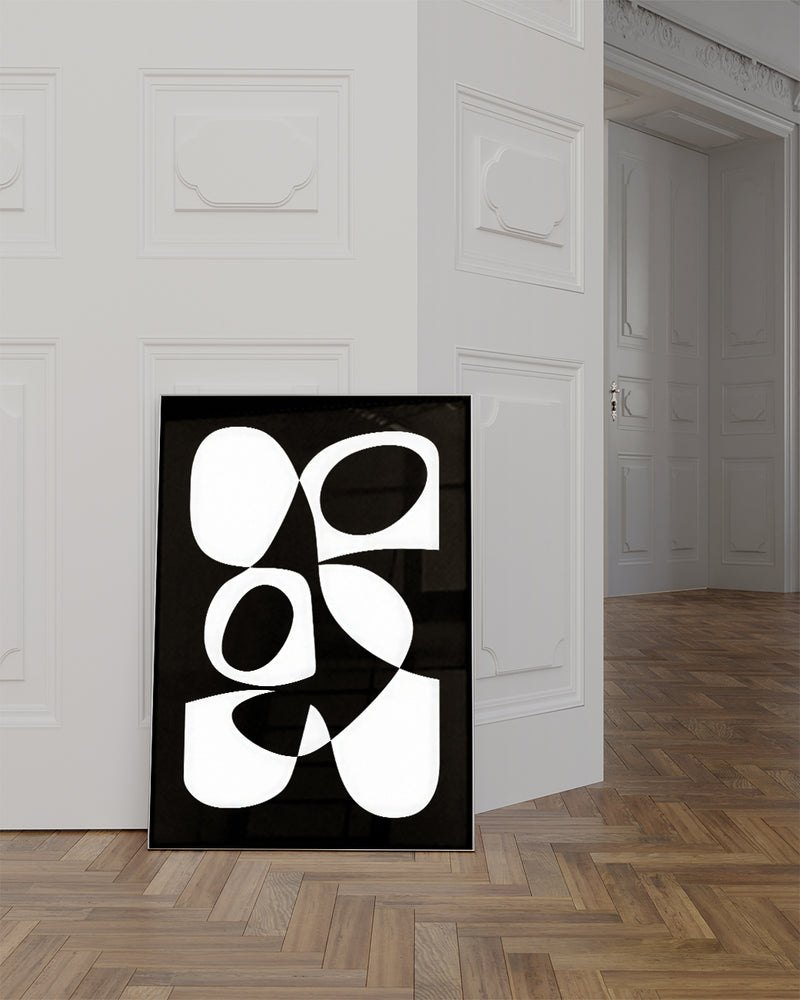 Dynamisches Linien Kunst Poster – Black Flowstate Poster – FineArt Wandbild, moderne Kunst & Fine Art Print von Spawnd, handgefertigt & Made in Germany
