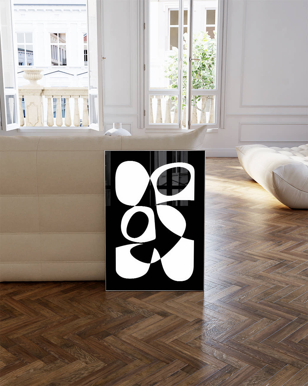 Dynamisches Linien Kunst Poster – Black Flowstate Poster – FineArt Wandbild, moderne Kunst &amp; Fine Art Print von Spawnd, handgefertigt &amp; Made in Germany