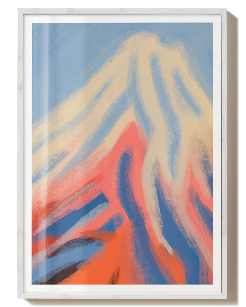 Fire Beneath Snow | Abstraktes Landschaftsposter Poster – FineArt Wandbild, moderne Kunst & Fine Art Print von Spawnd, handgefertigt & Made in Germany