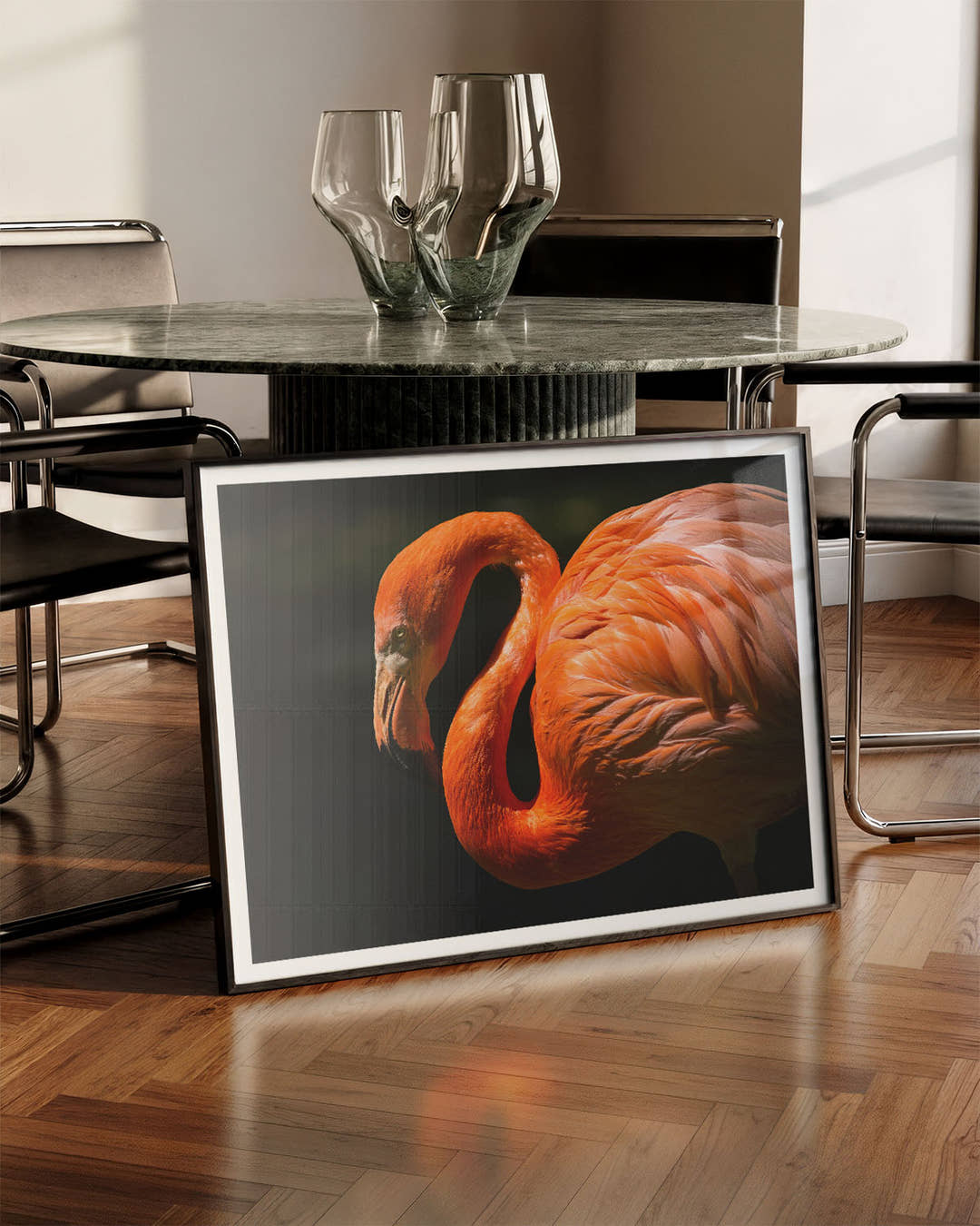 FlamingoDream Poster – FineArt Wandbild, moderne Kunst &amp; Fine Art Print von Spawnd, handgefertigt &amp; Made in Germany